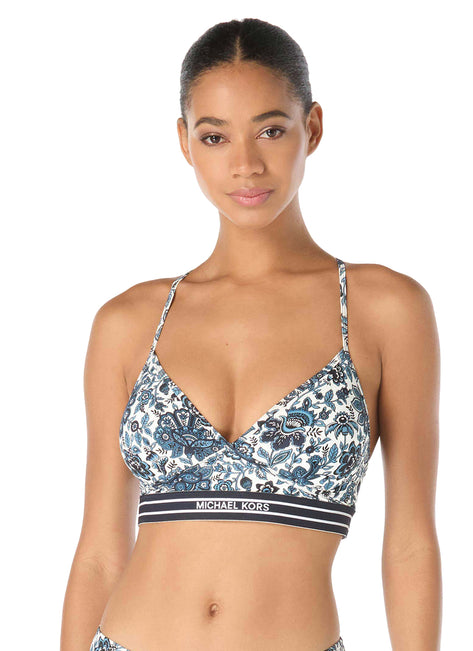 Michael Kors Women's Cross Back Bralette Bikini Top