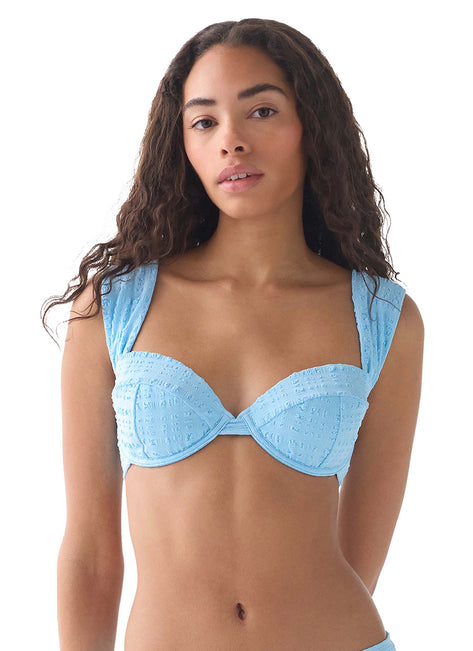 Kate Spade New York Women's Seersucker Puff Underwire Bikini Top