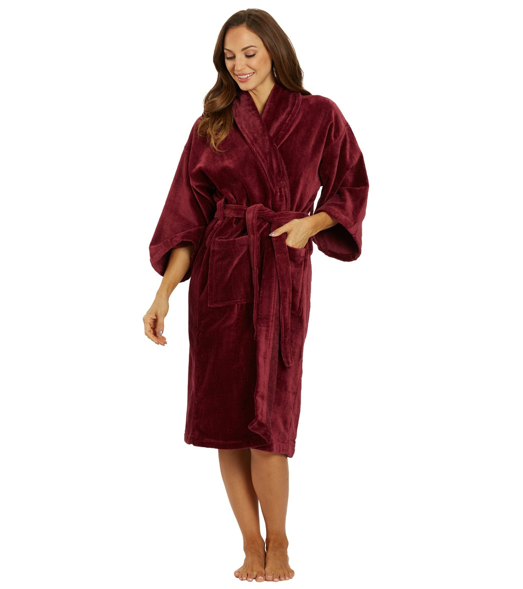 Camille Camille Women's Hooded Bathrobe in Burgundy Fleece Ladies Dressing  Gown - Camille from Camille Lingerie UK
