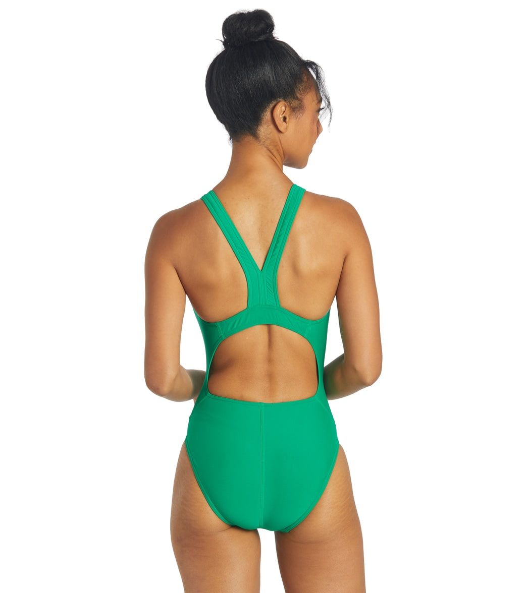 Sporti Solid Wide Strap One Piece Swimsuit