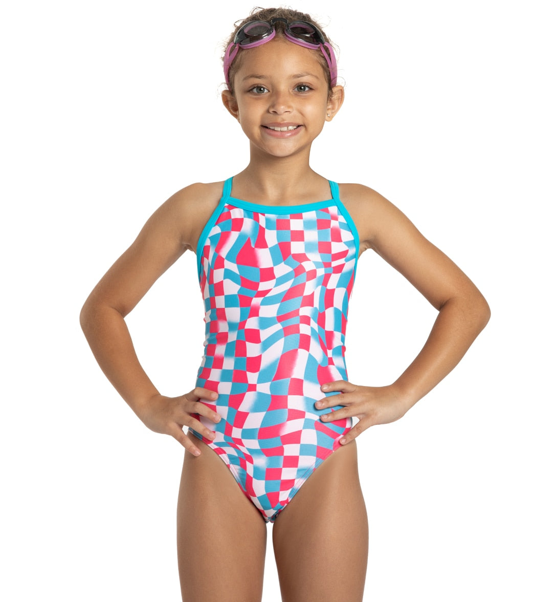 Sporti x Gretchen Walsh Liquified Checks Thin Strap One Piece Swimsuit Youth (22-28)