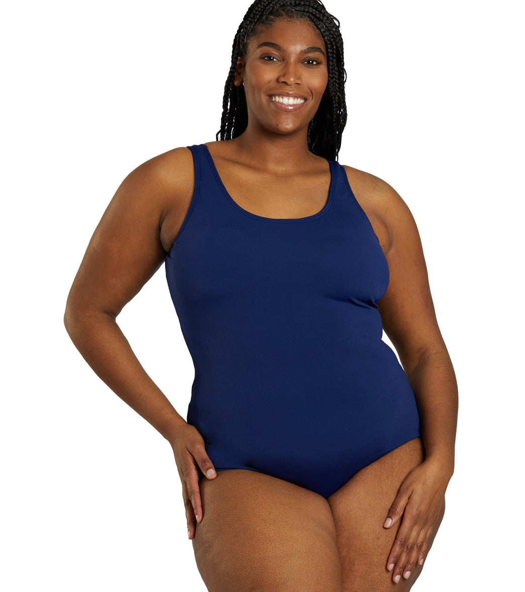 Sporti Plus Size HydroLast Chlorine Resistant Moderate Scoop Back One Piece Swimsuit