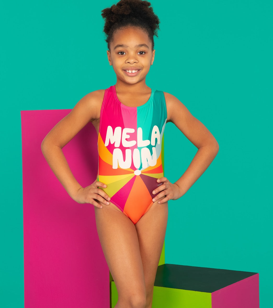 Sporti x She Is This Limited Edition Melanin Wide Strap Cross Back One Piece Swimsuit Youth (22-28)