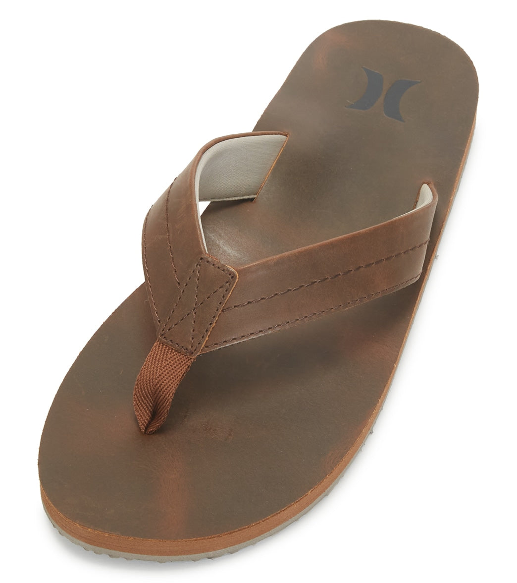 Hurley Mens One And Only Leather Flip Flops