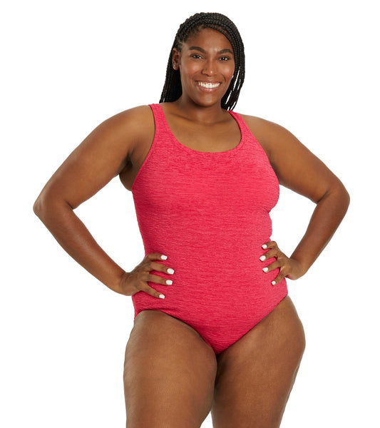 Penbrooke Krinkle Women's Plus Size Chlorine Resistant Long Torso One Piece  Swimsuit at