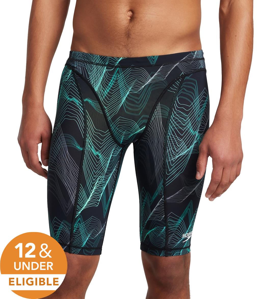 Speedo Men's Print Vanquisher Jammer Tech Suit Swimsuit Aqua at