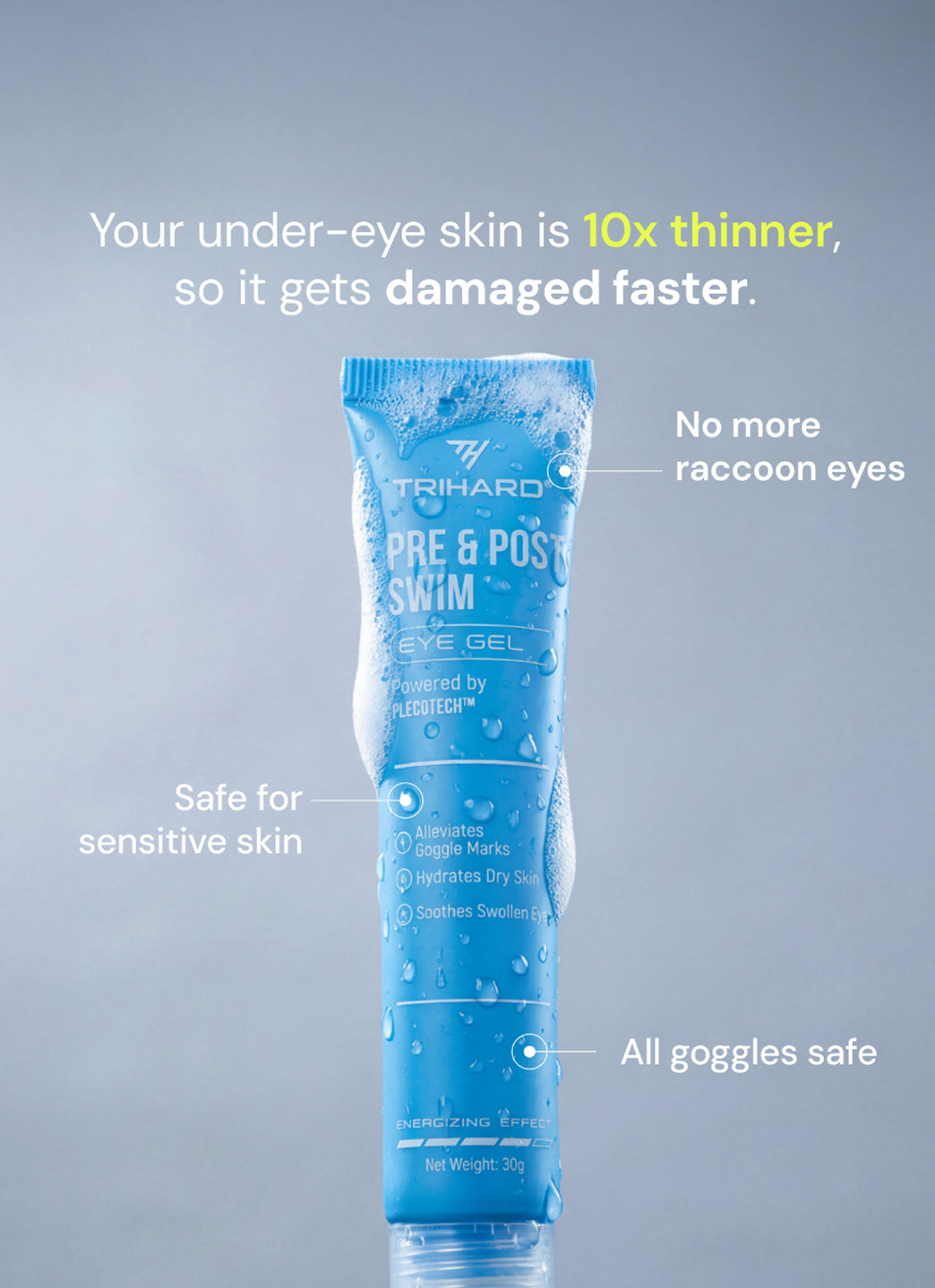 goggle marks after swimming Trihard Pre & Post-Swim Eye Gel 1.05 oz at SwimOutlet.com