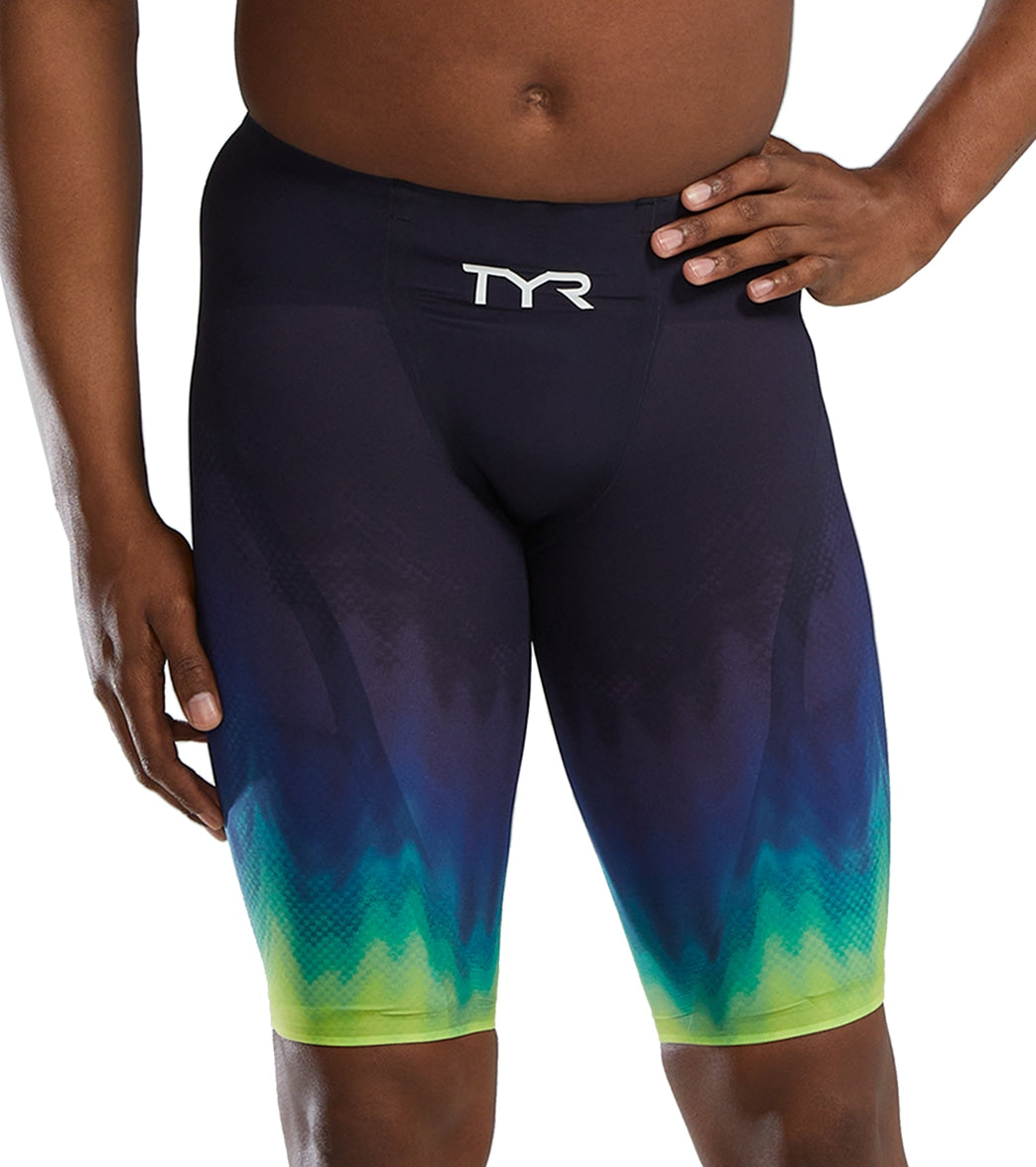 TYR Men's Venzo Influx High Waist Jammer Tech Suit Swimsuit Lime/Navy