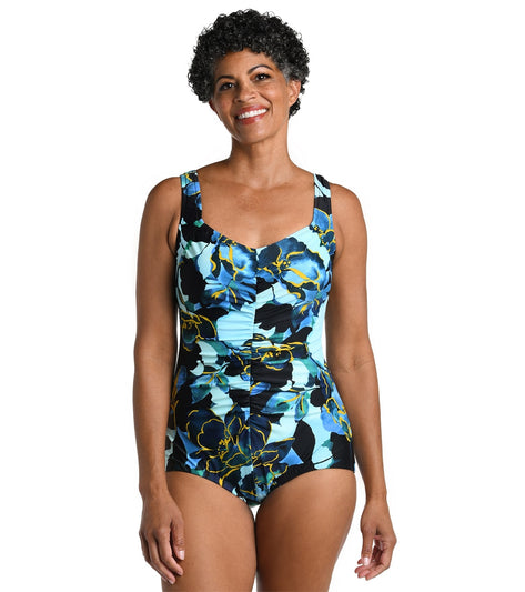 Botanical Essence Shirred Front Girl Leg One Piece