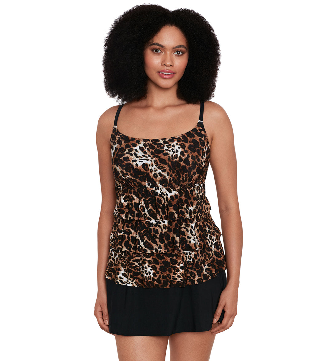 Longitude Women's Catcall Ruffle Faux Skirtini One Piece Swimsuit at