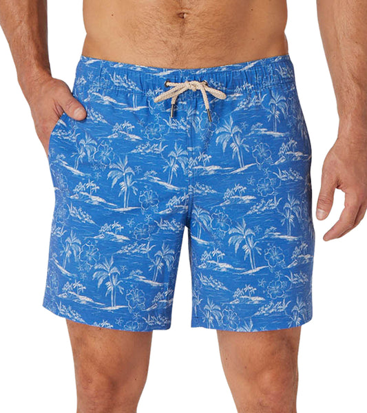 Fair Harbor The Bayberry Trunk –– Men's Swim Suits With Liner, 7-inch Inseam –– Anti-Chafe Classic Fit Swim Trunks, Blue Waves, S - View #5