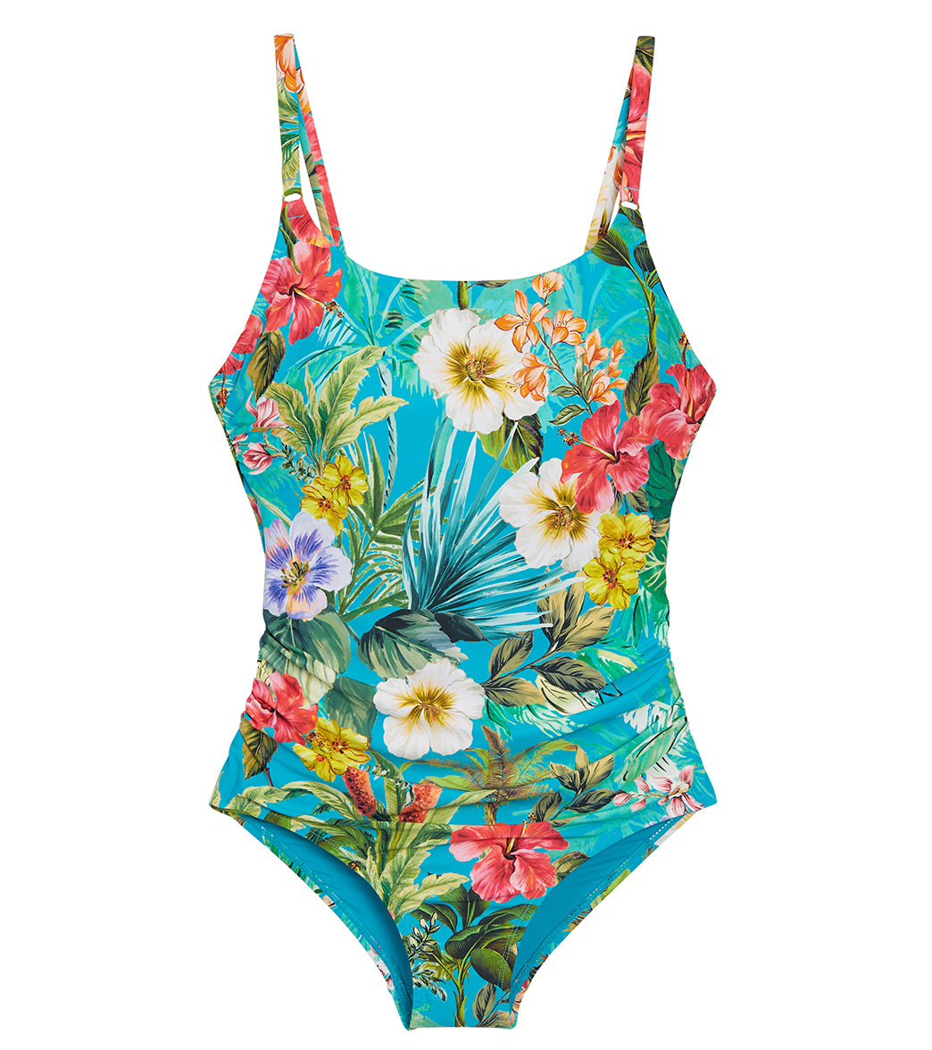 Bañador Enterizo Tipo Body Sin Mangas La Blanca Para Mujer - Estilo Acuchillado, Diseño Black//Prism Palm, Talla 8