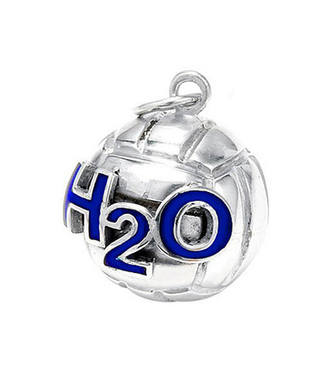 Sports Collection Jewelry Large Sliver Water Polo Ball with H2O Pendant Rhodium Plated