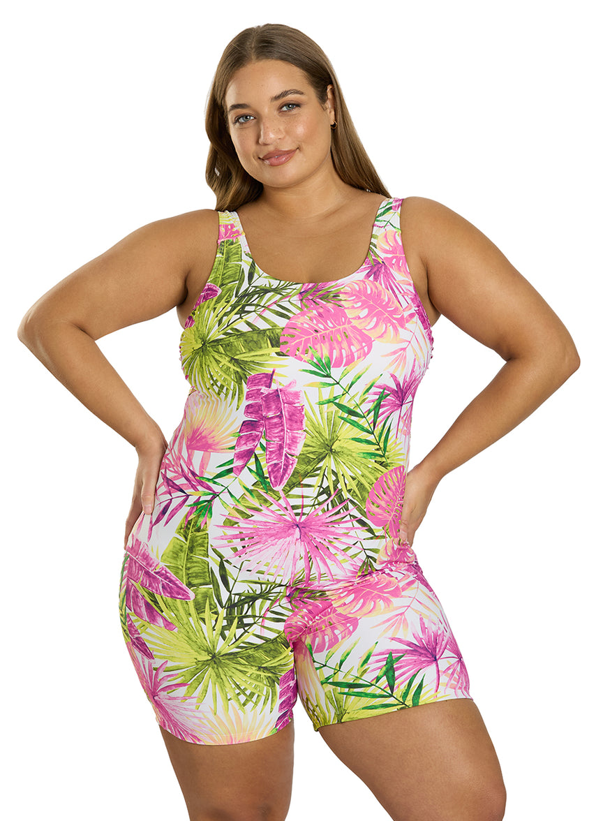 Sporti Plus Size Unitard Palm Royale One Piece Swimsuit at