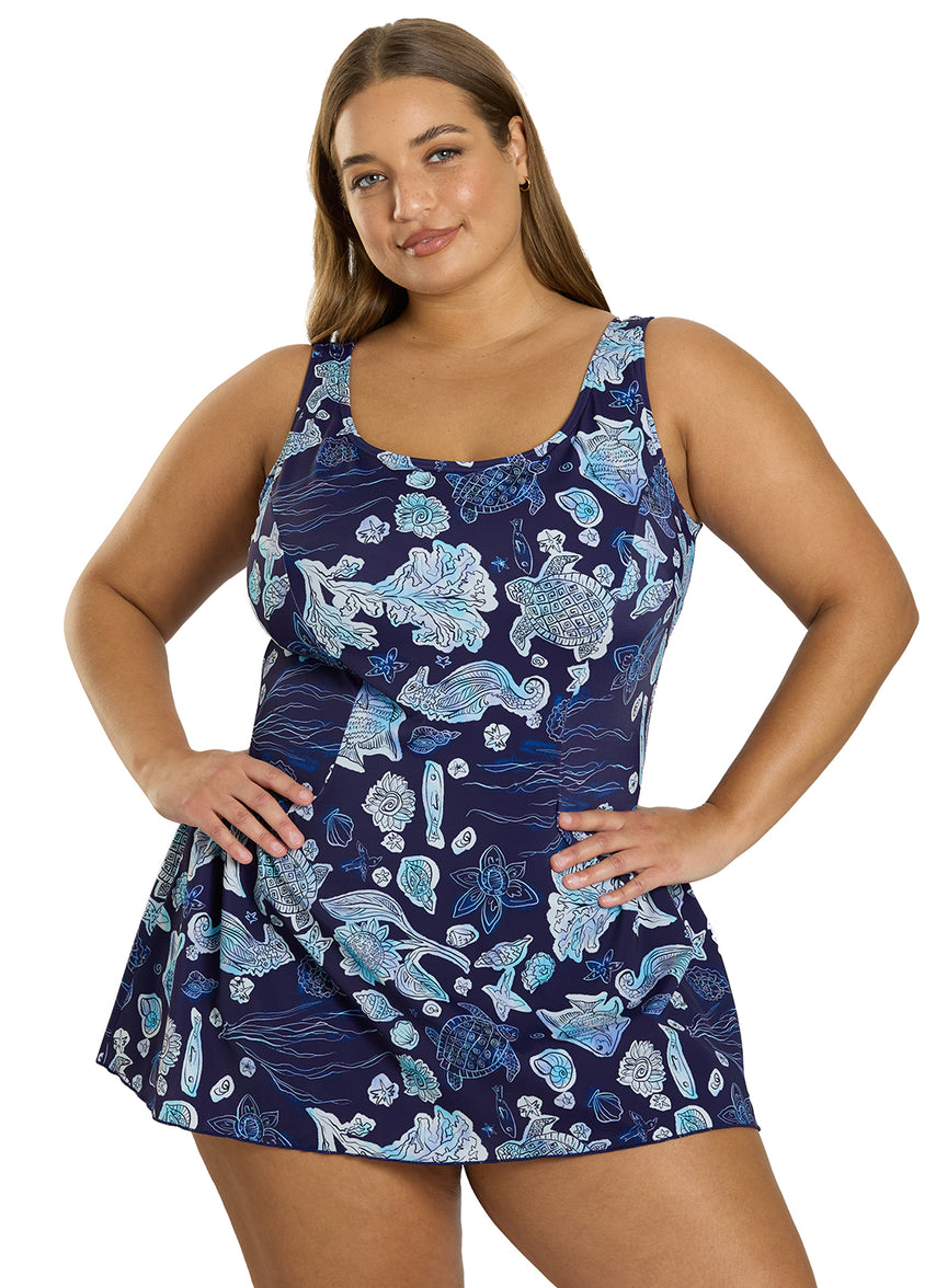 Sporti Plus Size Neptune's Reef Swim Dress - Neptune's Reef - 22W Sporti Plus Size Neptune's Reef Swim Dress - Neptune's Reef - 22W
