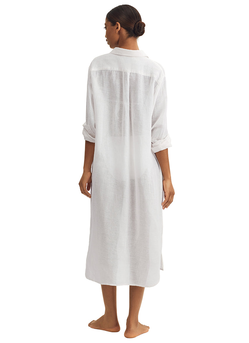 Polo Ralph Lauren Boyfriend Maxi Shirt Swim Cover-Up - Cream White
