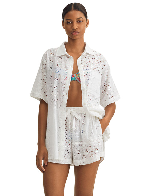 Polo Ralph Lauren Women's Patchwork Short Sleeve & Short Cotton Eyelet Set