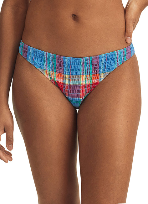 Polo Ralph Lauren Women's Smocked Madras Devin Jersey Hipster Bikini Bottom
