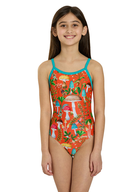 Sporti Toadstool Trails Thin Strap One Piece Swimsuit Youth (22-28)