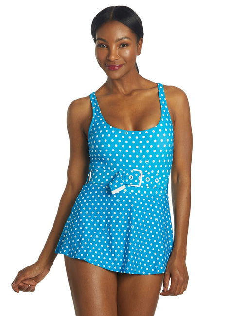 Michael Kors Women's Dot Over the Shoulder Swim Dress