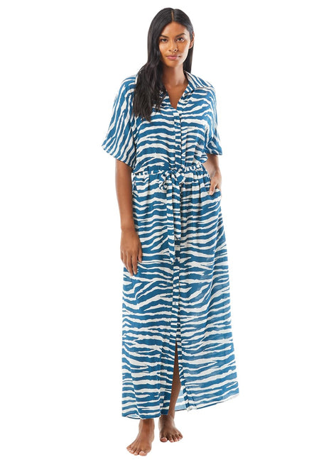 Vince Camuto Women's Zebra Belted Maxi Dress Cover Up