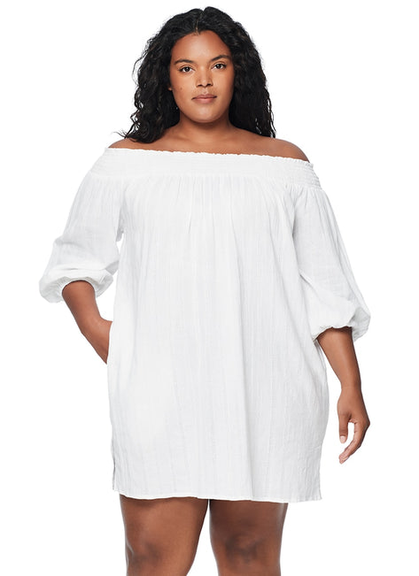 Lauren Ralph Lauren Women's Plus Size Dobby Off the Shoulder Dress