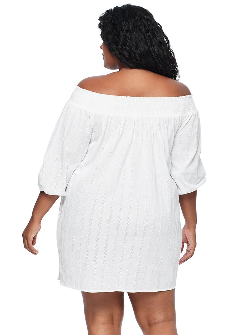 Lauren Ralph Lauren Women's Plus Size Dobby Off the Shoulder Dress
