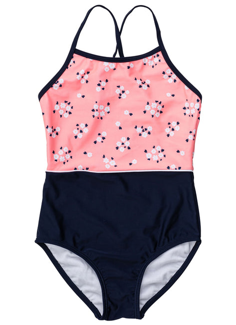 Snapper Rock Girls' Ditsy Coral Classic Crossback Swimsuit (Toddler, Little Kid, Big Kid)