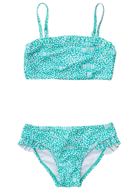 Snapper Rock Girls' Spearmint Spot Frilled Bandeau Bikini Set (Toddler, Little Kid, Big Kid)