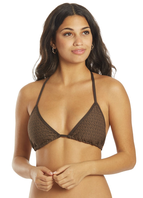 Michael Kors Women's Signature Logo Triangle Bikini Top