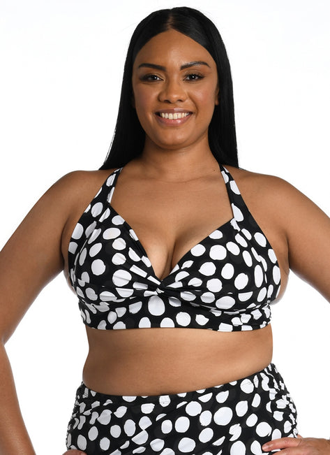 La Blanca Women's Plus Size Mod For Dot Keyhole Banded Bikini Top