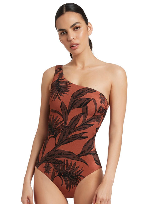 Jets Swimwear Australia Women's Desert Palm One Shoulder One Piece Swimsuit