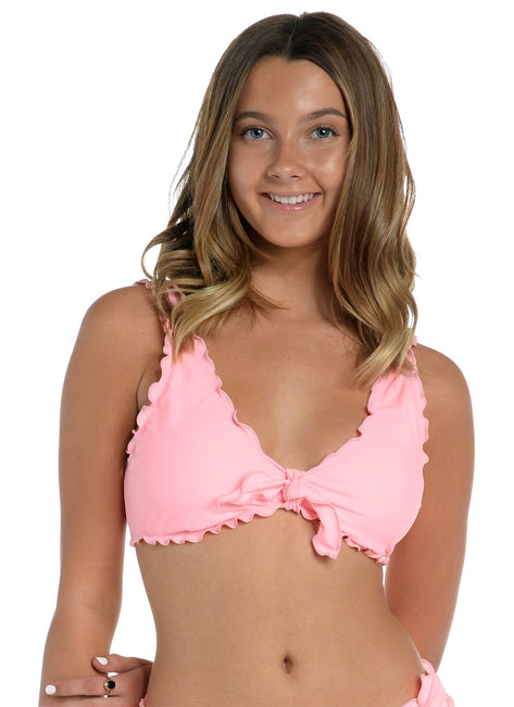 Hobie Women's Solids Merrow Knot Front Triangle Bikini Top