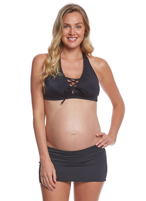 Prego Swimwear Maternity Solid Skirted Bikini Set