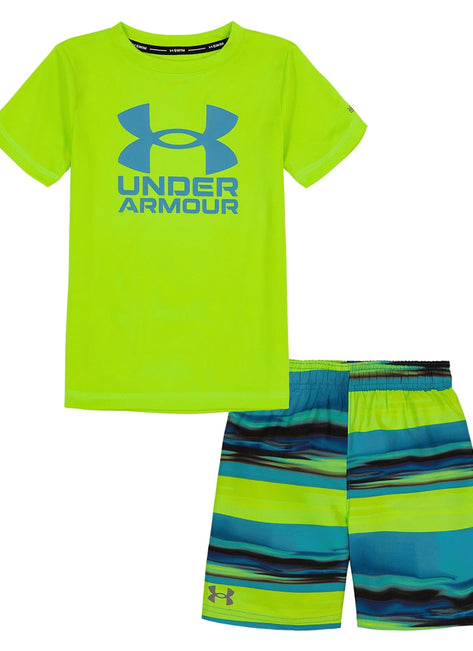Under Armour Boys' UA Serenity Stripe Short Sleeve Swim Set (Baby, Toddler, Little Kid)