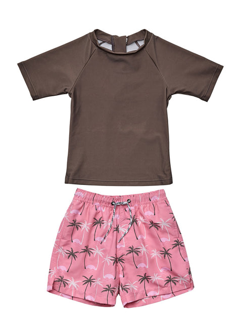 Snapper Rock Boys' Palm Paradise Sustainable Short Sleeve Rashguard Set (Baby)
