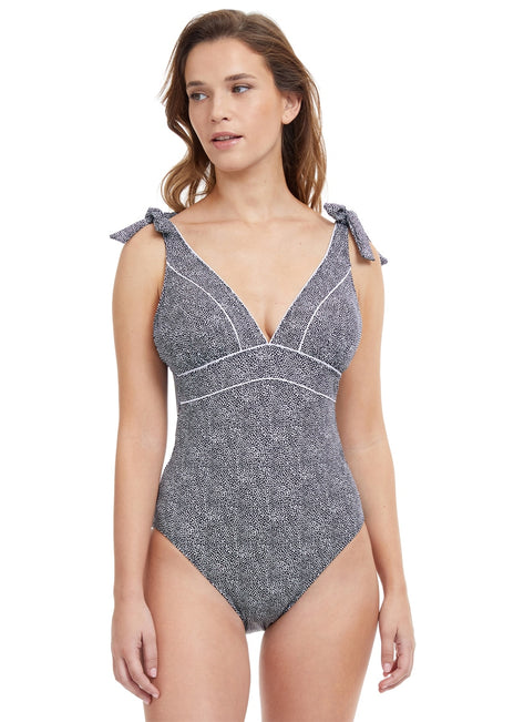 Profile by Gottex Women's Collette V Neck with Shoulder Ties One Piece Swimsuit