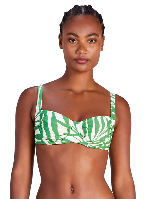 Kate Spade New York Women's Palm Fronds Shirred Underwire Bikini Top