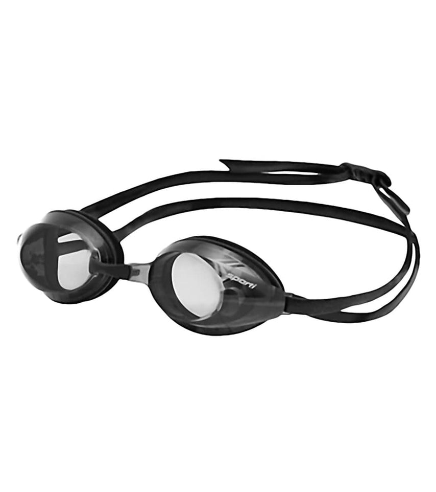 black goggles swimming Sporti Antifog S2 Optical Goggle (Smoke Lens/Black Frame)