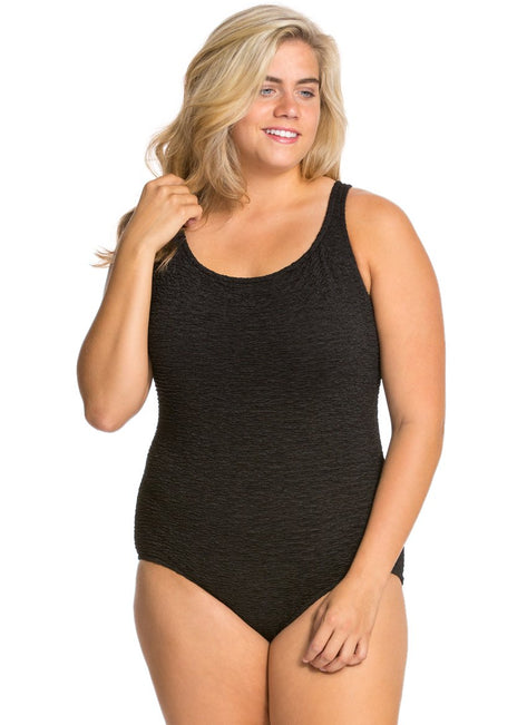 Women's Krinkle By Penbrooke Plus Size Chlorine Resistant Cross Back One Piece Swimsuit
