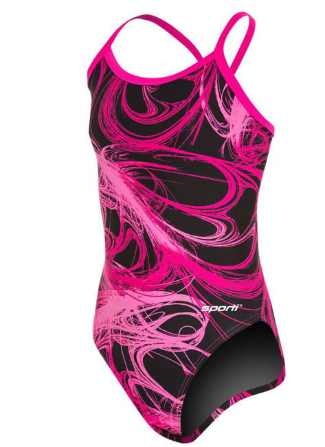 Sporti Light Wave Thin Strap One Piece Swimsuit Youth (22-28)