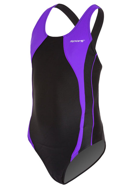 Sporti Piped Splice Wide Strap One Piece Swimsuit Youth (22-28)