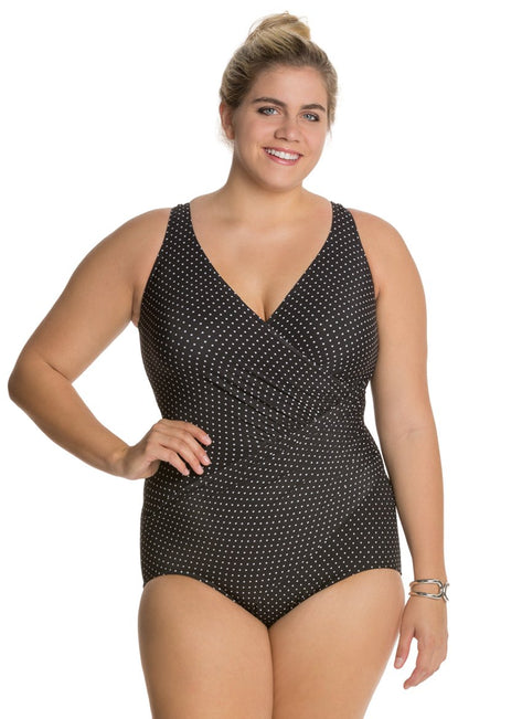 Miraclesuit Plus Size Pin Point Oceanus One Piece Swimsuit