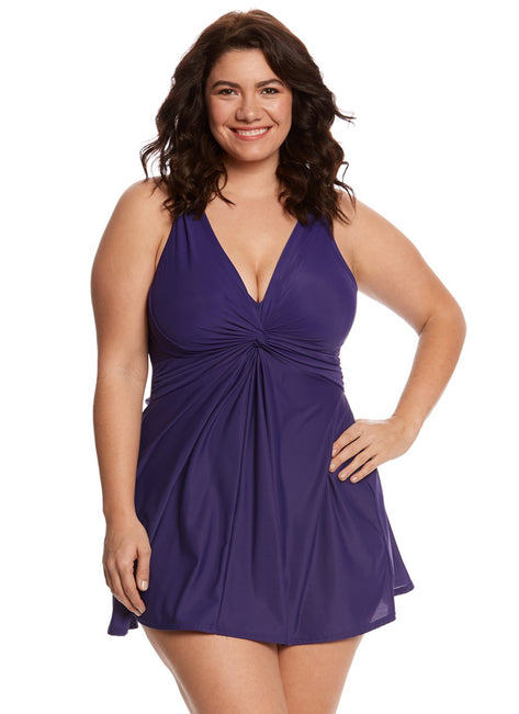 Miraclesuit Women's Plus Size Solid Must Have Marais Swim Dress
