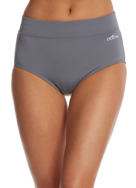 Dolfin Solid High Waisted Conservative Cut Brief Swimsuit