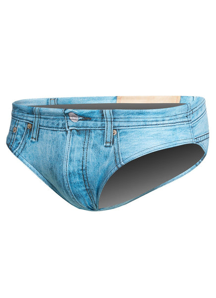 Swim Briefs Denim Look Speedos Turbo Men's Jean Short Water Polo