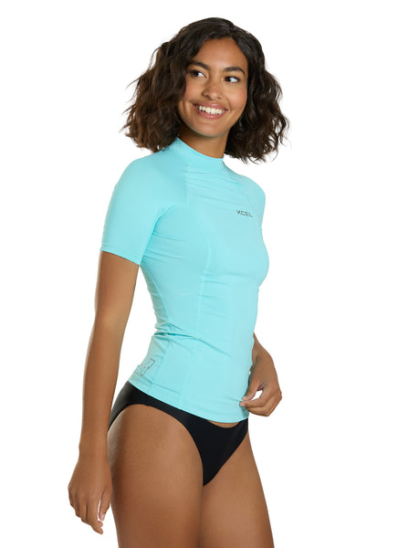 Xcel Women's Premium Stretch Short Sleeve Rash Guard with Key