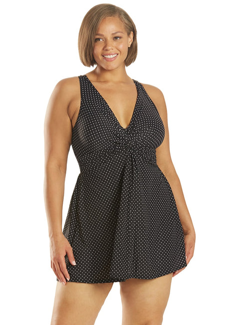 Miraclesuit Plus Size Marais Pin Point Swim Dress