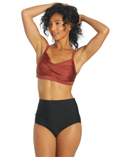 ClubSwim Tummy Control Solid High Waist Swim Brief Bottom