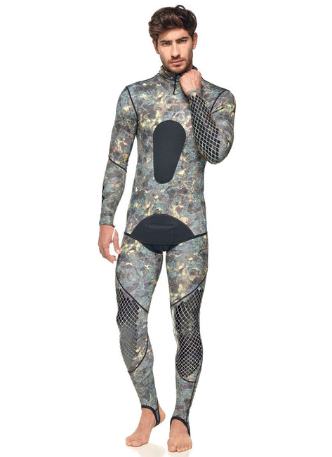 Seac USA Men's Pirana Two Piece Camo Hooded Wetsuit